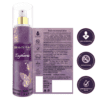 Shimmer body mist in a clear bottle with a gold spray nozzle, featuring a light shimmer effect and floral fragrance label