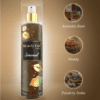 Shimmer body mist in a clear bottle with a gold spray nozzle, featuring a light shimmer effect and floral fragrance label